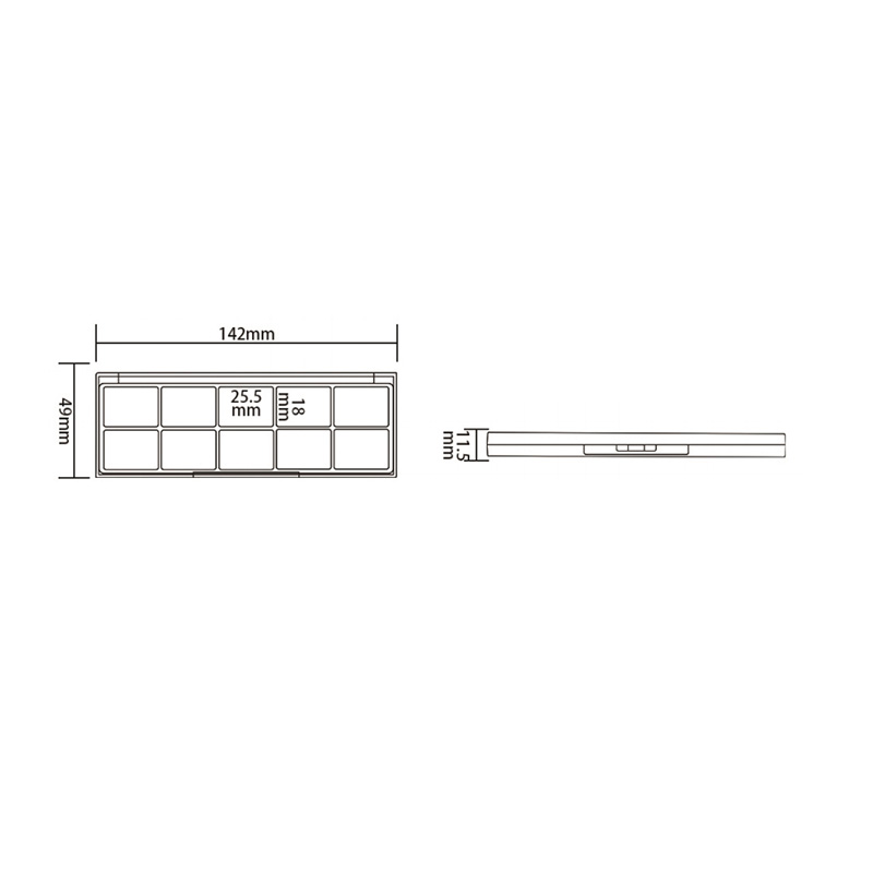 2011-1 透明方形5+2格眼影盒